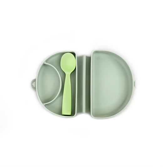Fold & Scoop - tallrik + sked (Sage/Keylime)