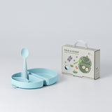 Fold & Scoop - tallrik + sked (Aqua/Aqua)