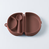 Fold & Scoop - tallrik + sked (Chestnut/Chestnut)