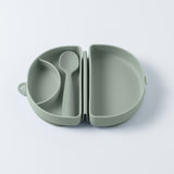 Fold & Scoop - tallrik + sked (Sage/Sage)