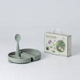 Fold & Scoop - tallrik + sked (Sage/Sage)