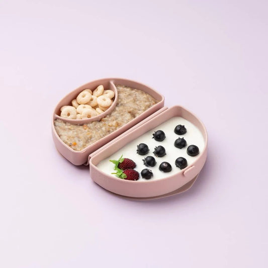 Sili Mini Go - matlåda/tallrik + träningssked (pink antioxidant)